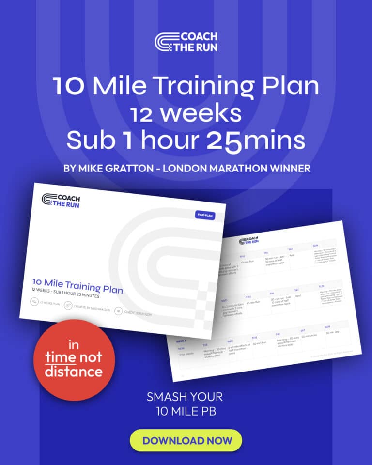 10 Mile Training Plan - 12 weeks - Sub 1 hour 25 mins training plan